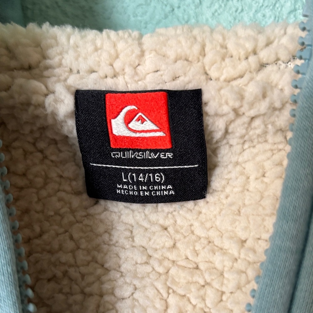Quiksilver Light Blue Youth Hooded Sweatshirt Size L 14/16 Good - Picture 2 of 3